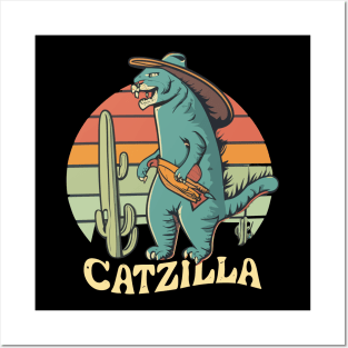 Catzilla cat lovers Posters and Art